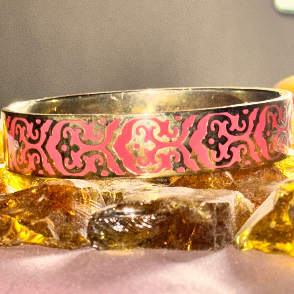 Pink Enameled Slip-On Bracelet/Bangle